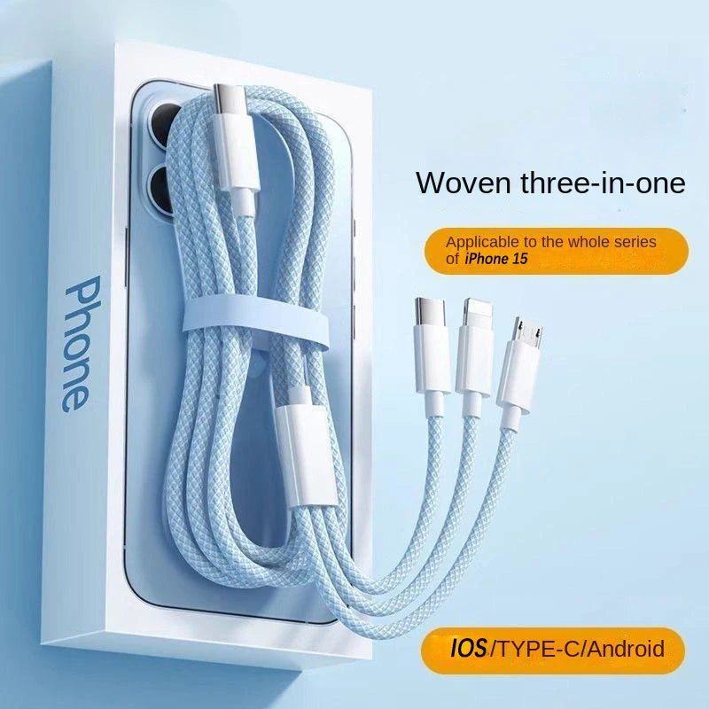 3in1 100W Multi-Function Fast Charging Cable For Xiaomi iPhone