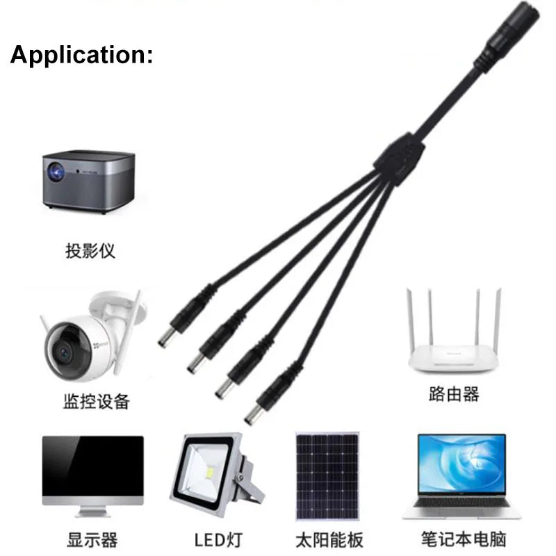 Dây Nguồn Chia 1 Ra 2/3/4 Đực 45cm 5.5x2.5mm 5A LED