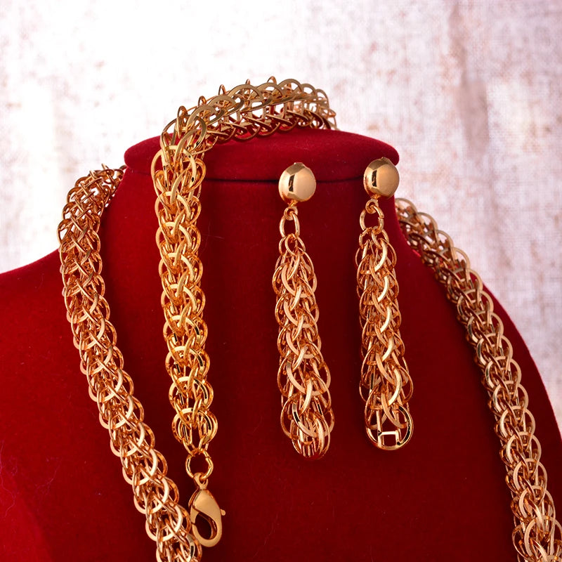 Luxurious Dubai Gold Plated Jewelry Set for Wedding Party
