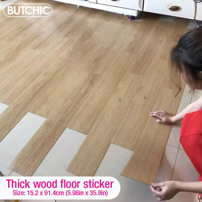 91x15cm 3D Self-adhesive floor sticker Thicken Wood Grain Floor Wallpaper 3d Wall Sticker Waterproof room wear-resistant sticker