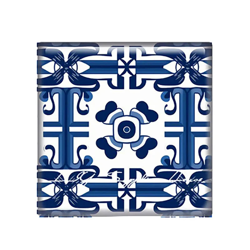 Mặt Kính Vuông Hoa Văn Xanh Cho Trang Sức Handmade