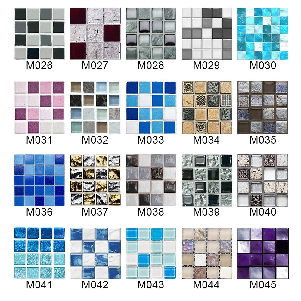 10pcs/set Marble Mosaic Tiles Wall Sticker Transfers Flat Covers for Kitchen Bathroom Stitching Stickers Self-adhesive Removable