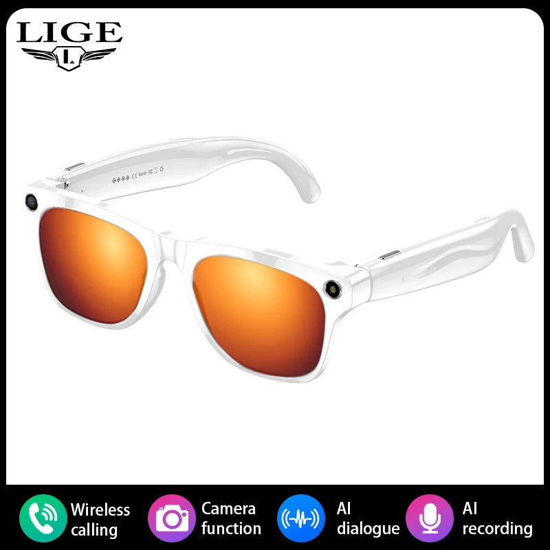 LIGE AI Smart Glasses: Bluetooth Calling, Camera, Music