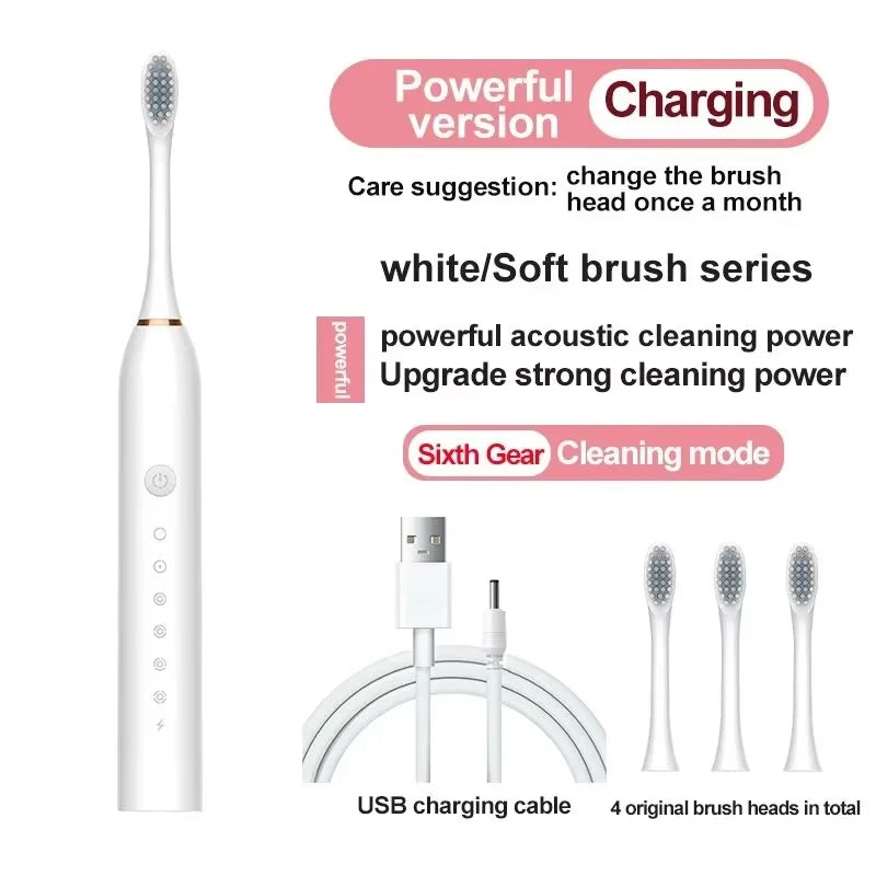 Six-Speed ​​Automatic Electric Toothbrush Adult &amp; Children's Universal Soft Bristle Charging Smart Toothbrush for All Ages