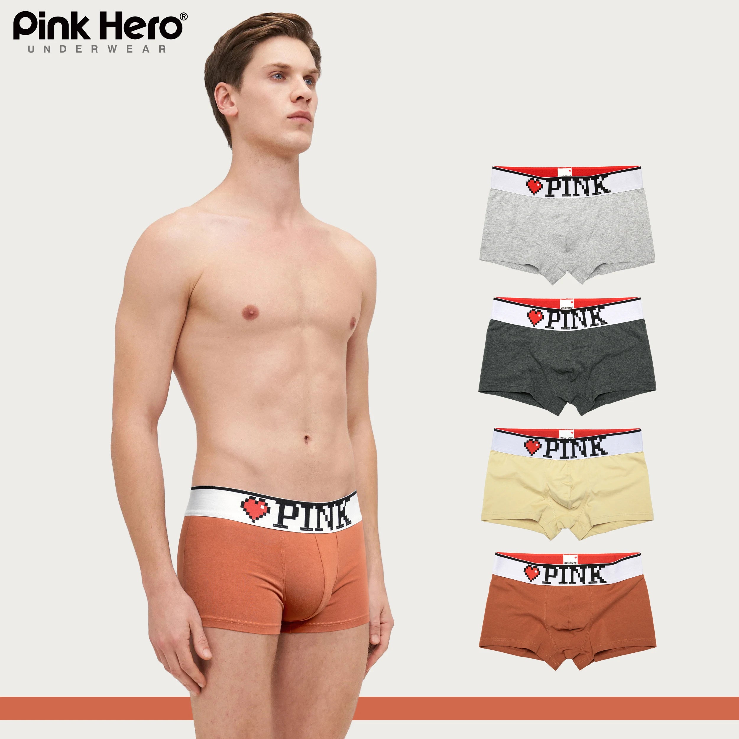 PINKHERO Men's Boxer Briefs with 5cm Wide Comfort Waistband - Soft Cotton Underwear, Premium Elastic Support &amp; Breathable Design