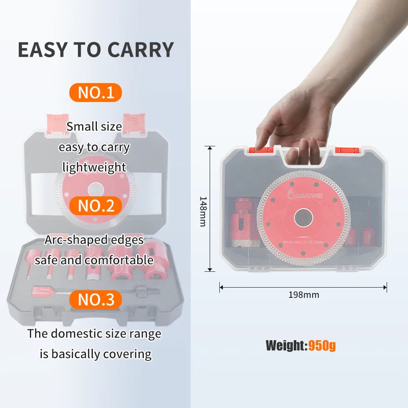 9pcs Dry Drill M14 Thread Brazing Hole Saw Set With Saw Blade Porcelain Tiles Crowns Granite Marble tile Drill Bits Tools