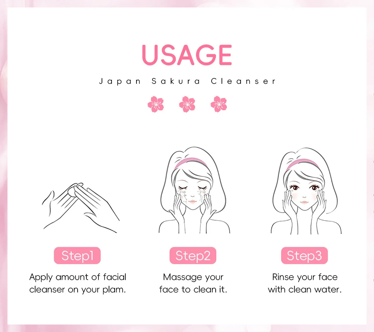 LAIKOU Sakura Facial Cleanser Foam Face Wash Remove Blackhead Moisturizing Shrink Pores Deep Cleaning Oil Control Skin Care 50g