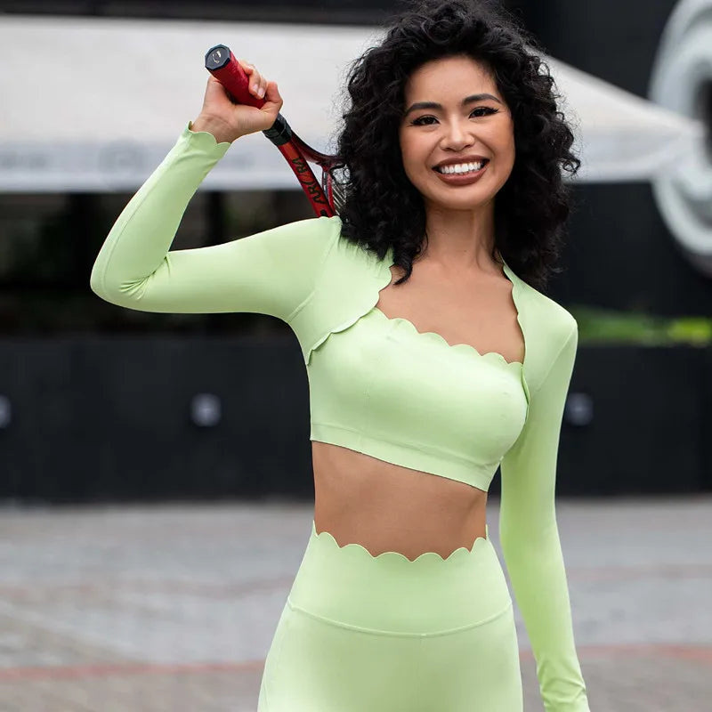 Áo Thể Thao Nữ Ôm Dáng Cổ Vuông Dài Tay Sexy Gym - Daisan Mart