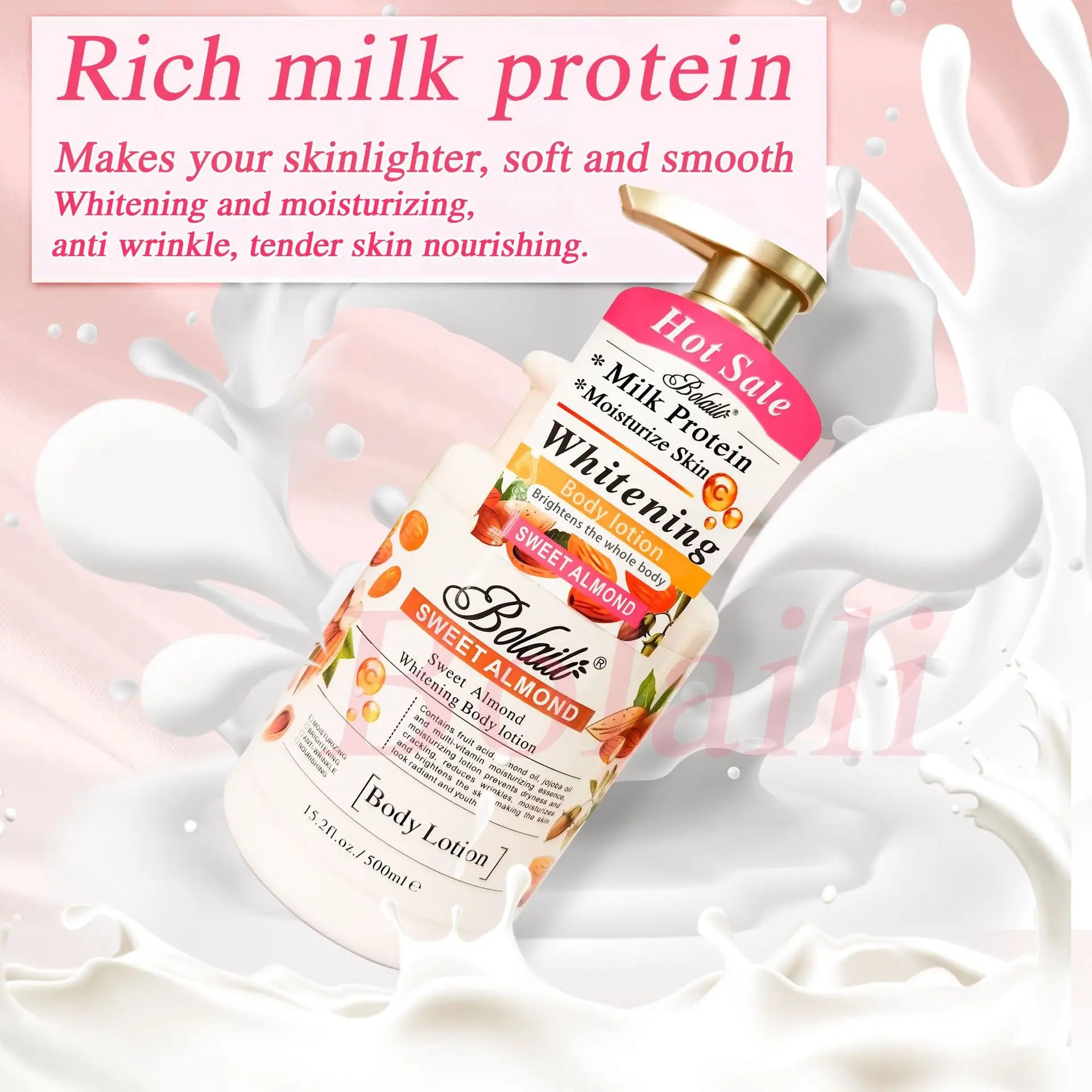 500ml Almond Whitening Body Lotion &amp; Scrub Body Wash Exfoliating Moisturizing Whitening Skin Lightening Increase Skin Radiance