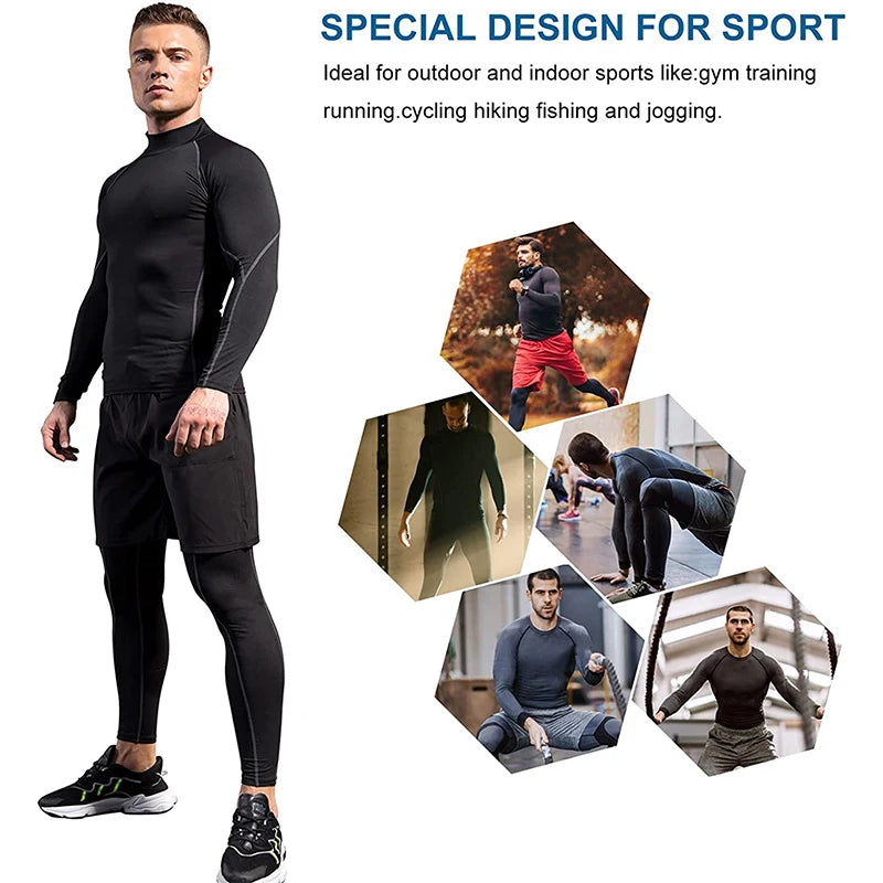Men's Long Sleeve Quick Dry Stretch Gym Fit Sports Shirt
