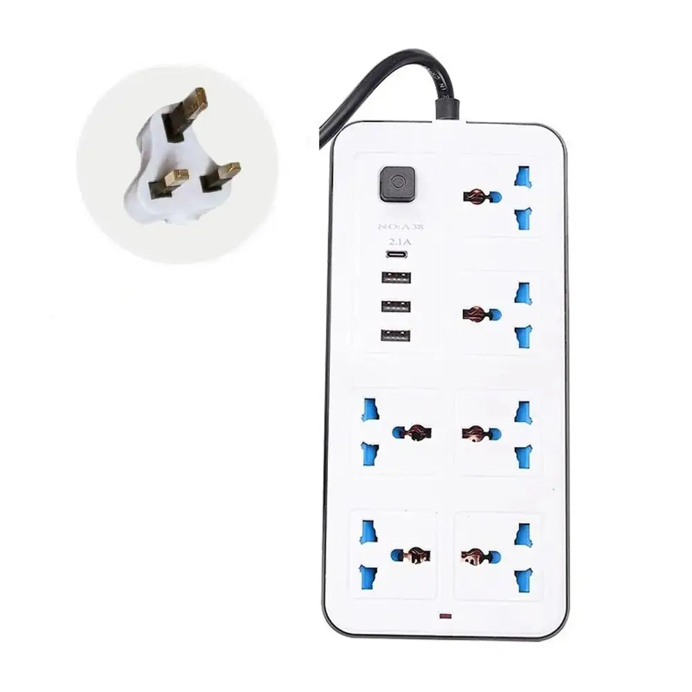 Ổ Cắm Đa Năng 2m, 4 Cổng USB, EU/US/UK, Sạc Nhanh