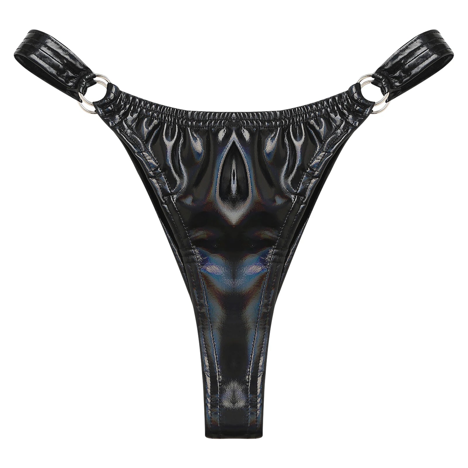 Women's Sexy Party O-Ring Shiny Leather Panties