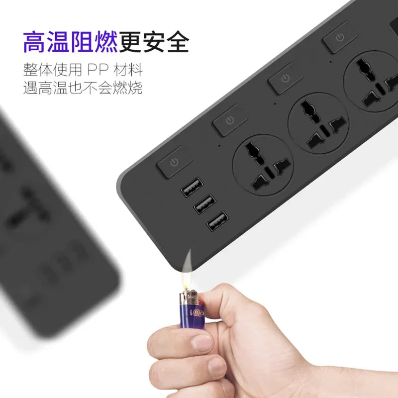 Dây Nối Dài Đa Năng 5M, Ổ Cắm USB, 2 Chân US/UK