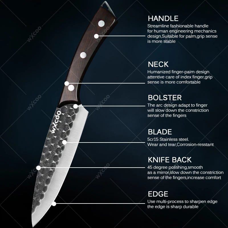 Multi-purpose Acacia Wood Cutting Board &amp; Stainless Steel Knives and Cutlery Set for Kitchen