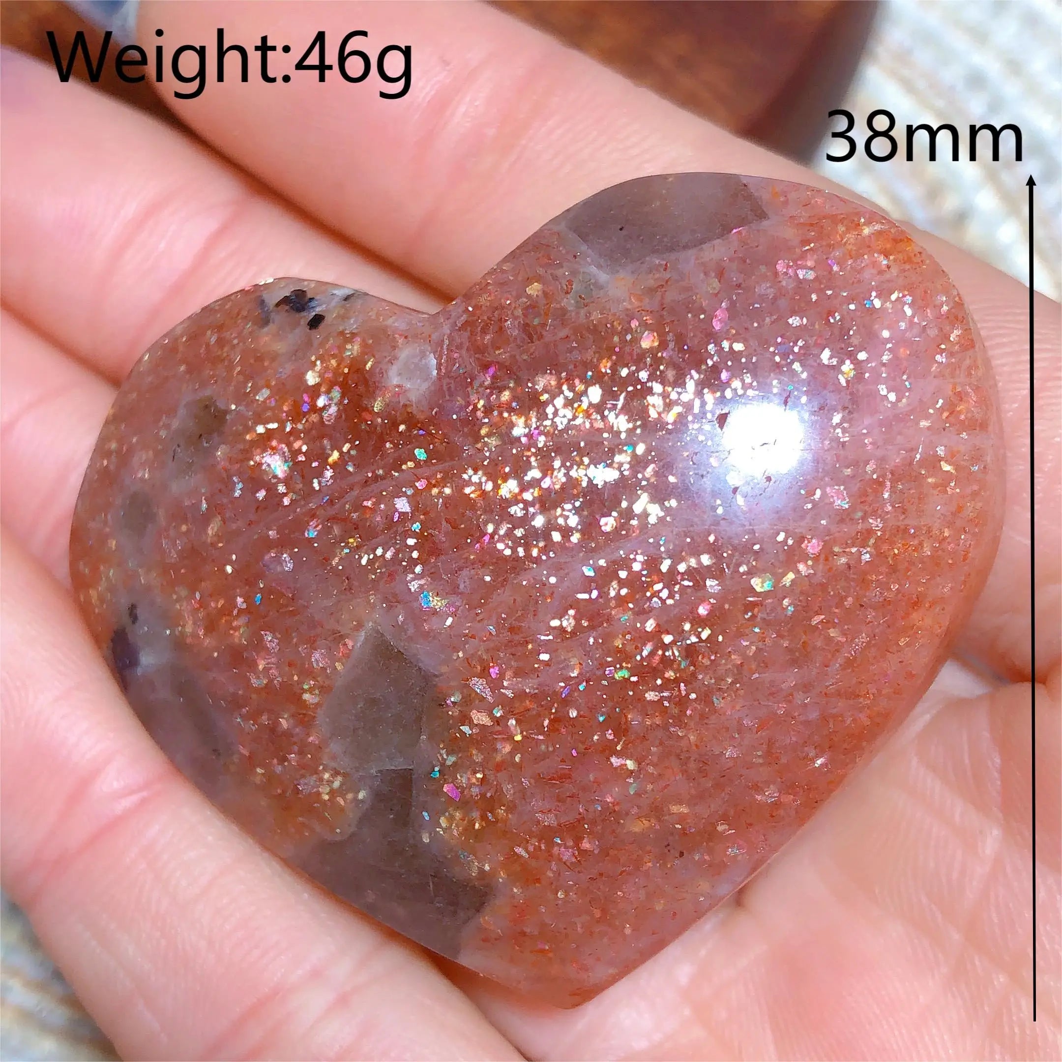 Natural Sunstone Heart Shaped Healing Decoration