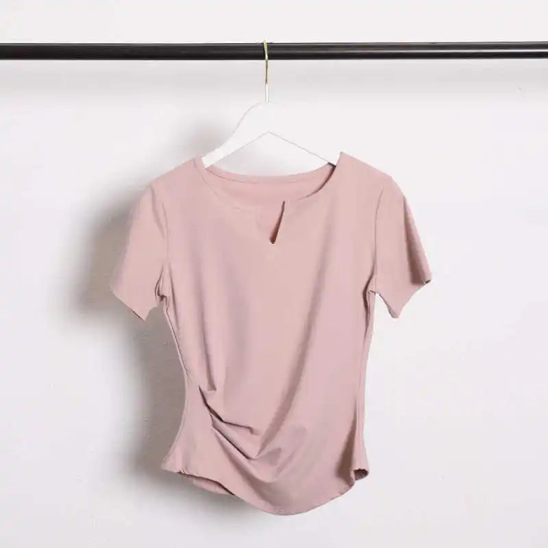 Sexy Fashion Women's Bodycon Gym Shirt with Chest Pad