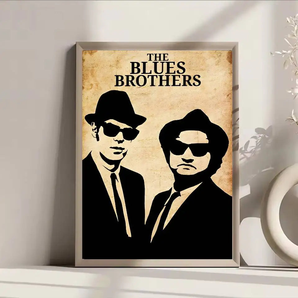 B-Blues Brothers Vintage Movie Poster Self-adhesive Art Waterproof Paper Sticker Coffee House Bar Room Wall Decor