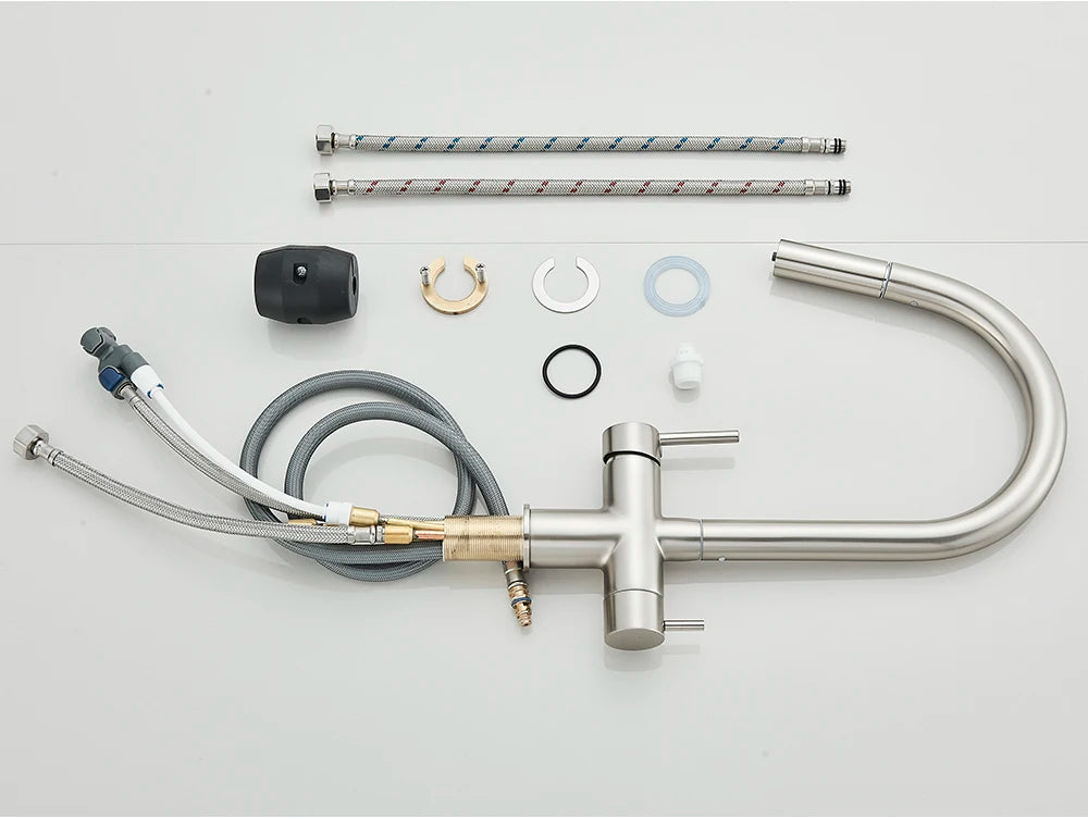 High-end Gold-Plated Kitchen Faucet with 2 Swivel Heads