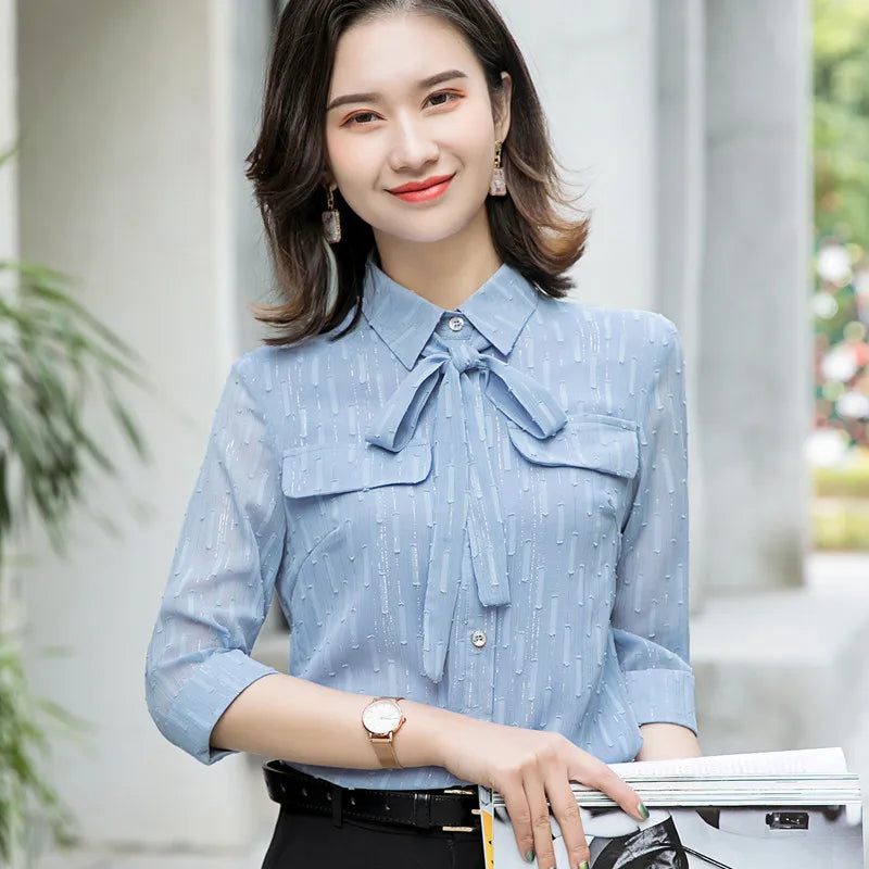 Áo Sơ Mi Nữ Công Sở Tay Lỡ Vải Voan 2022