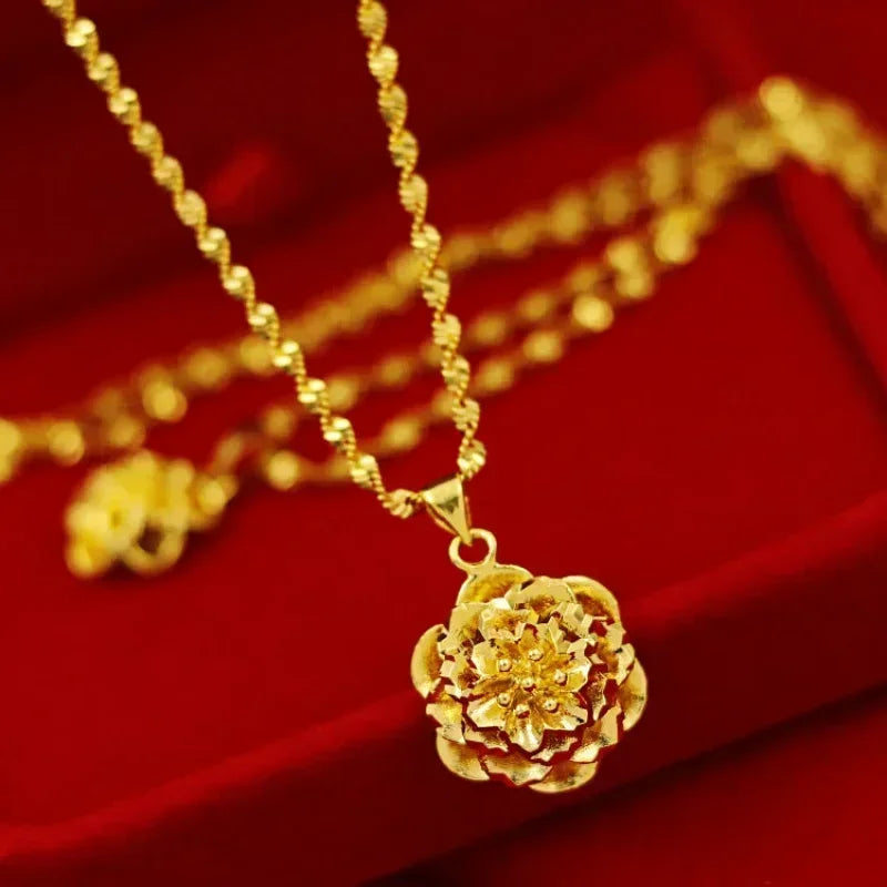 24K Real Gold Women's Necklace - Fashion Jewelry