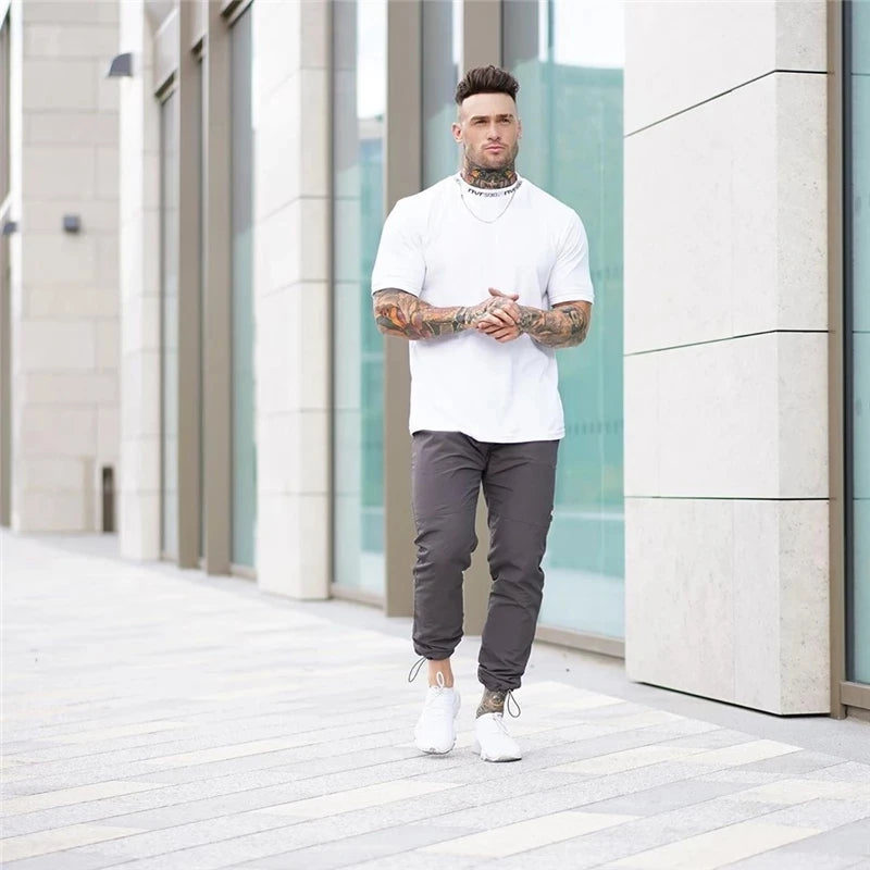 Men's Gym T-shirt Cotton Bodycon Cool 2024