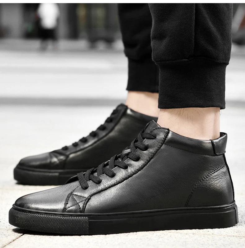 Giày Da Thật Cao Cổ Nam Trượt Ván Size Lớn 48 49