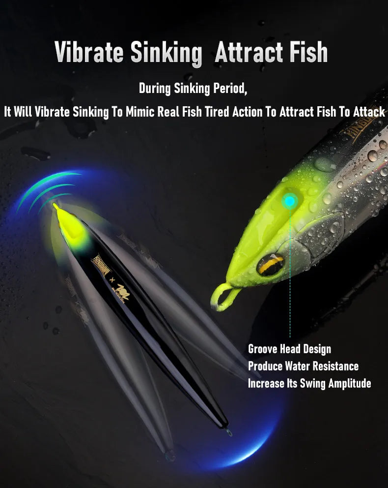Kingdom Sinking Pencil Lure 140mm 54g Long Casting Saltwater Artificial Stickbait Hard Wobblers Seabass Trolling Jerkbait