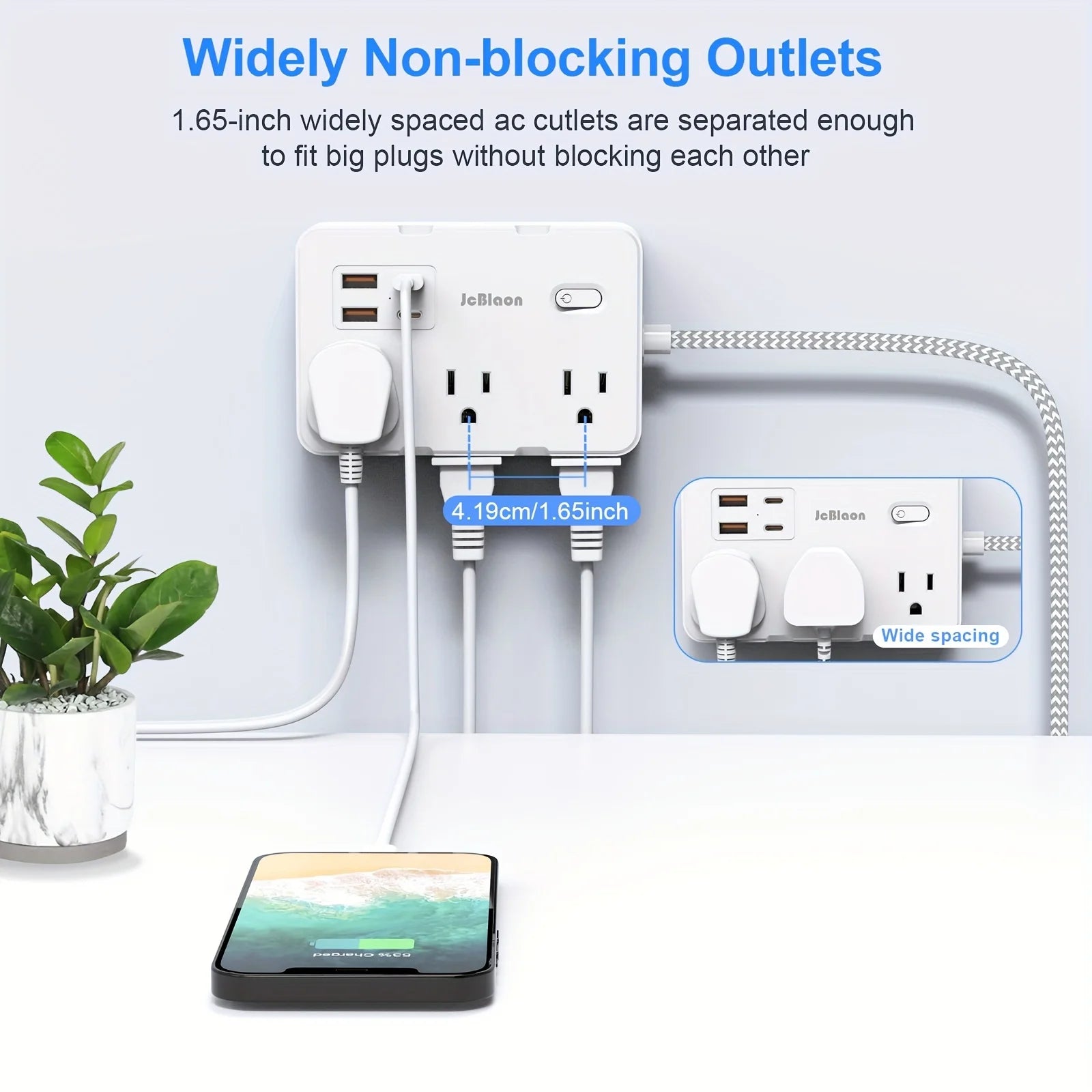 Ổ Cắm Điện Thông Minh Đa Năng Có USB Type-C, Dây Bện - Daisan Mart