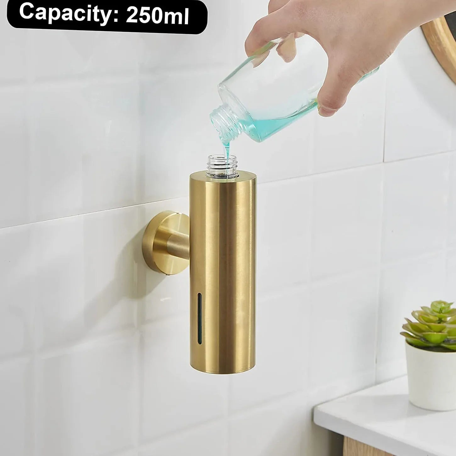 Bình Xà Phòng Inox 250ML Treo Tường Vàng Đen Khách Sạn - Daisan Mart