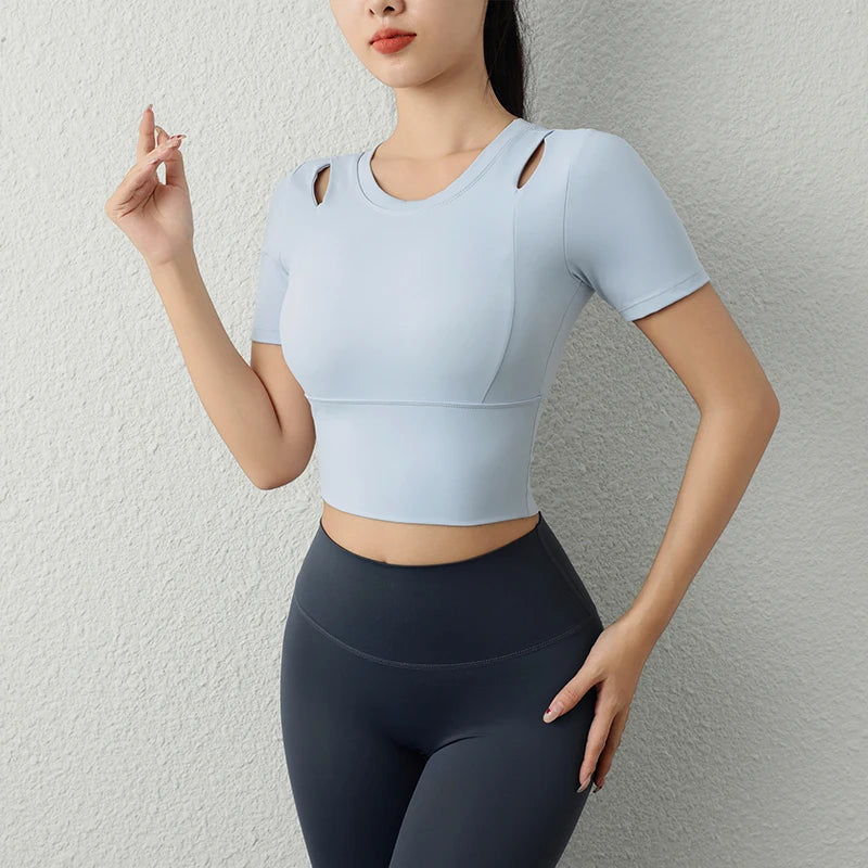 Áo Tập Nữ Crop Top Thể Thao Ngắn Tay Mùa Hè 2023 - Daisan Mart