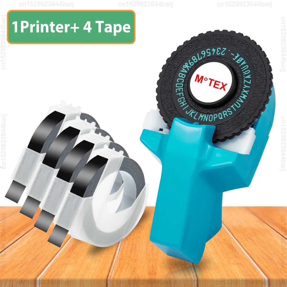Motex E101 Portable 3D Embossing Label Printer Similar as B90 Dymo 12965 1610 Manual Label Maker DIY Adhesive Dymo 3D Label Tape - Daisan Mart