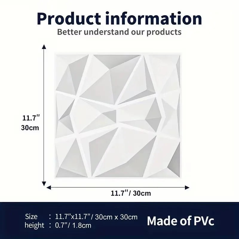 3D Diamond Decorative Art Wall Panels 30x30