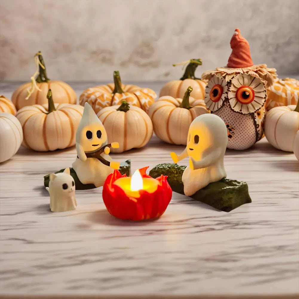 3D LED Ghost Campfire Lamp Cute Halloween Decoration