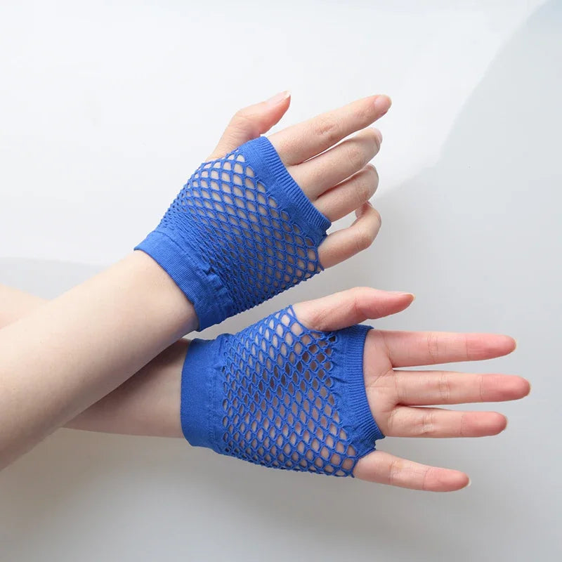 New Black Womens Short Fishnet Net Gloves Fingerless Mesh Gloves Punk Rock Fancy Night Club Party Sexy Beautiful Gloves - Daisan Mart