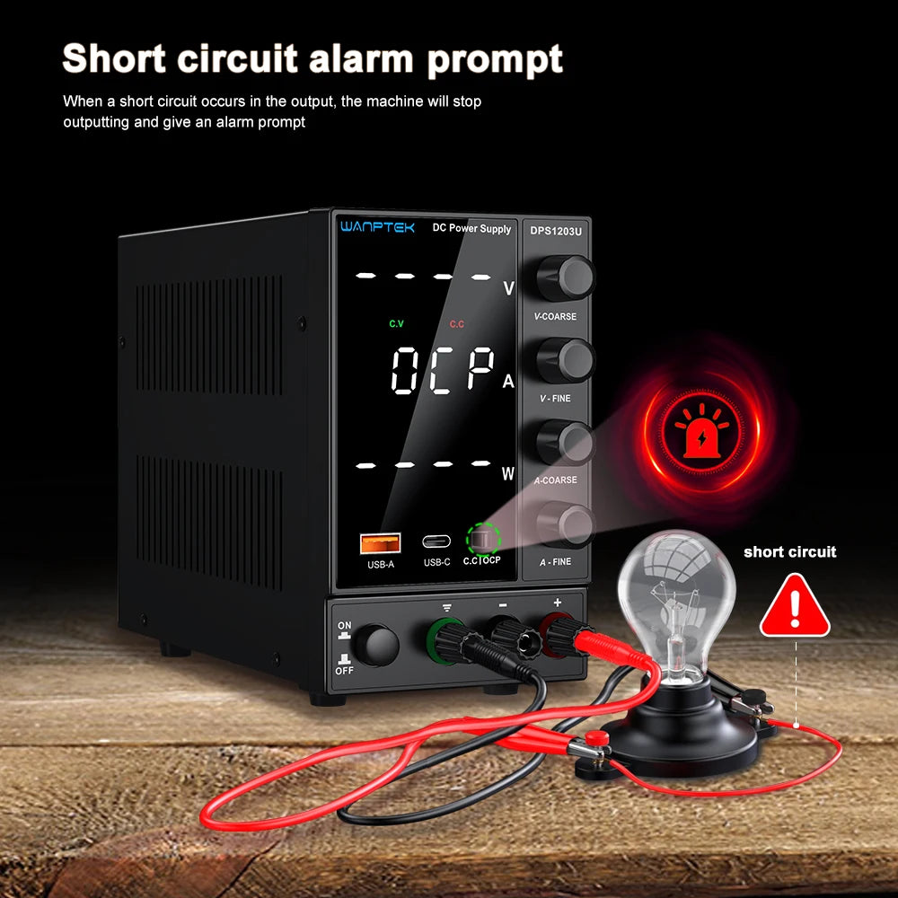 Wanptek Laboratory Power Supply Adjustable 30V 10A 60V 5A 120V 3A with USB Fast Charging Encoder Adjustment Lab DC Power Supply