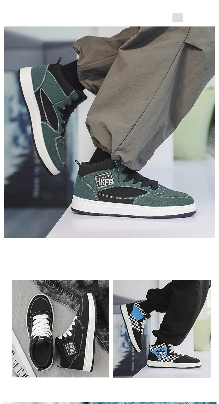 Men's Leopard Print Skater High Top Shoes