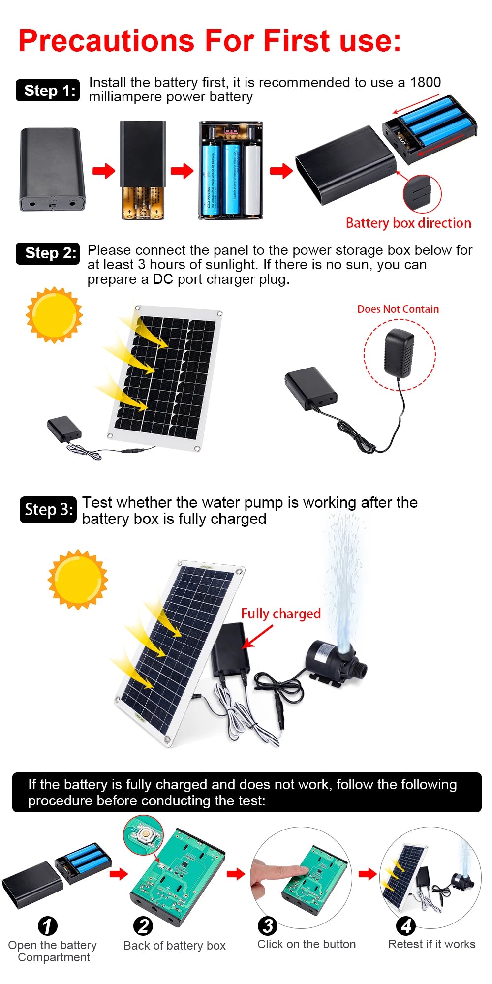 500W 800L/H Solar Panel Power Bank Water Pump Set Ultra-quiet Submersible Water Pump Motory Fish Pond Garden Fountain Decoration - Daisan Mart