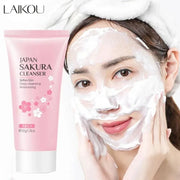 LAIKOU Sakura Facial Cleanser Foam Face Wash Remove Blackhead Moisturizing Shrink Pores Deep Cleaning Oil Control Skin Care 50g