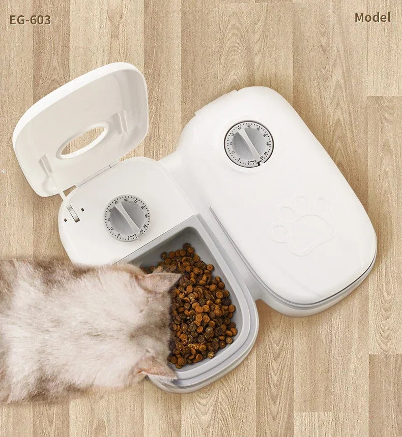 Pet Automatic Timing Feeder 700ML Large Capacity Dry Wet Food Container Electric Dog Double Dish Bowl For Cats Dogs Feeders Bowl - Daisan Mart