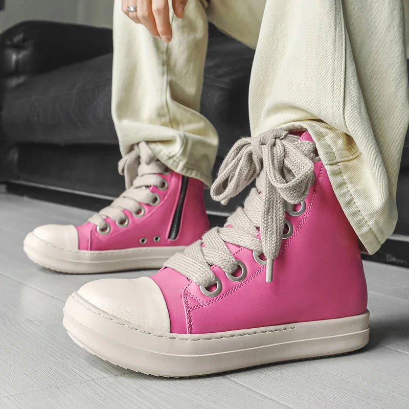 Unisex Autumn Winter High-Top Orange Sneakers Fashion