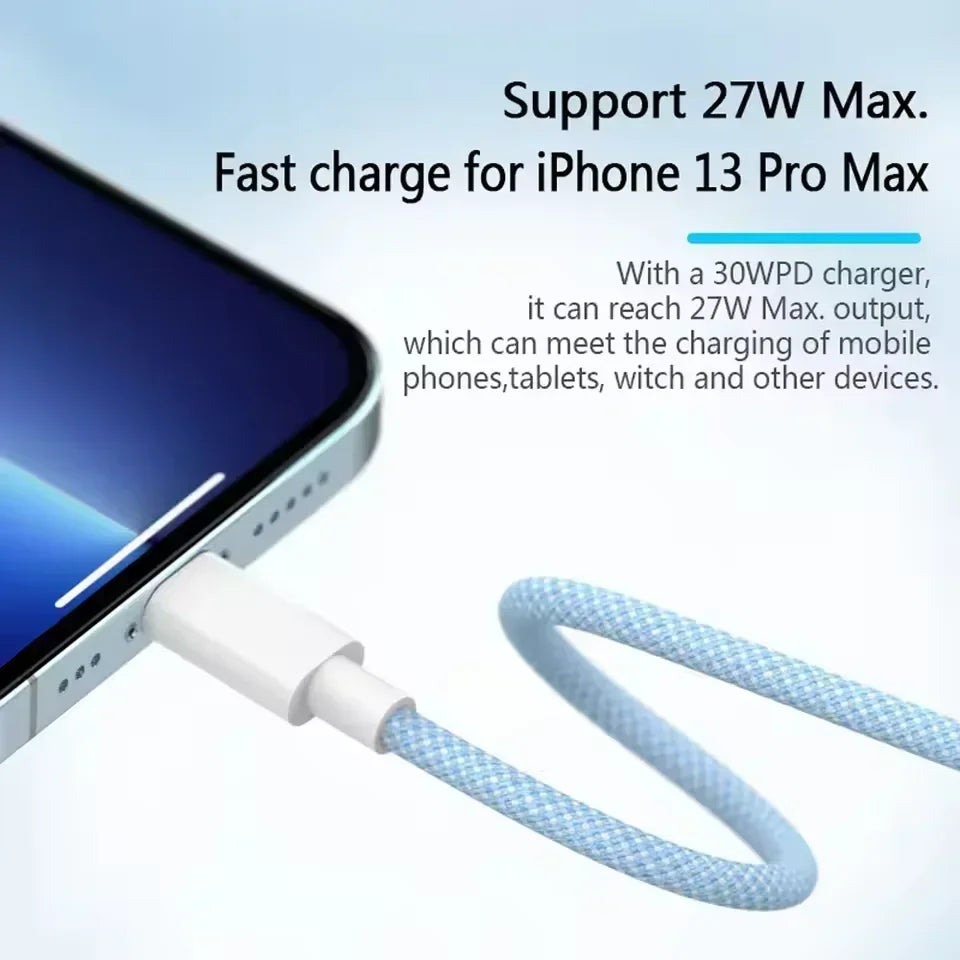 PD 20W USB-C to Lightning Fast Charging Cable For iPhone