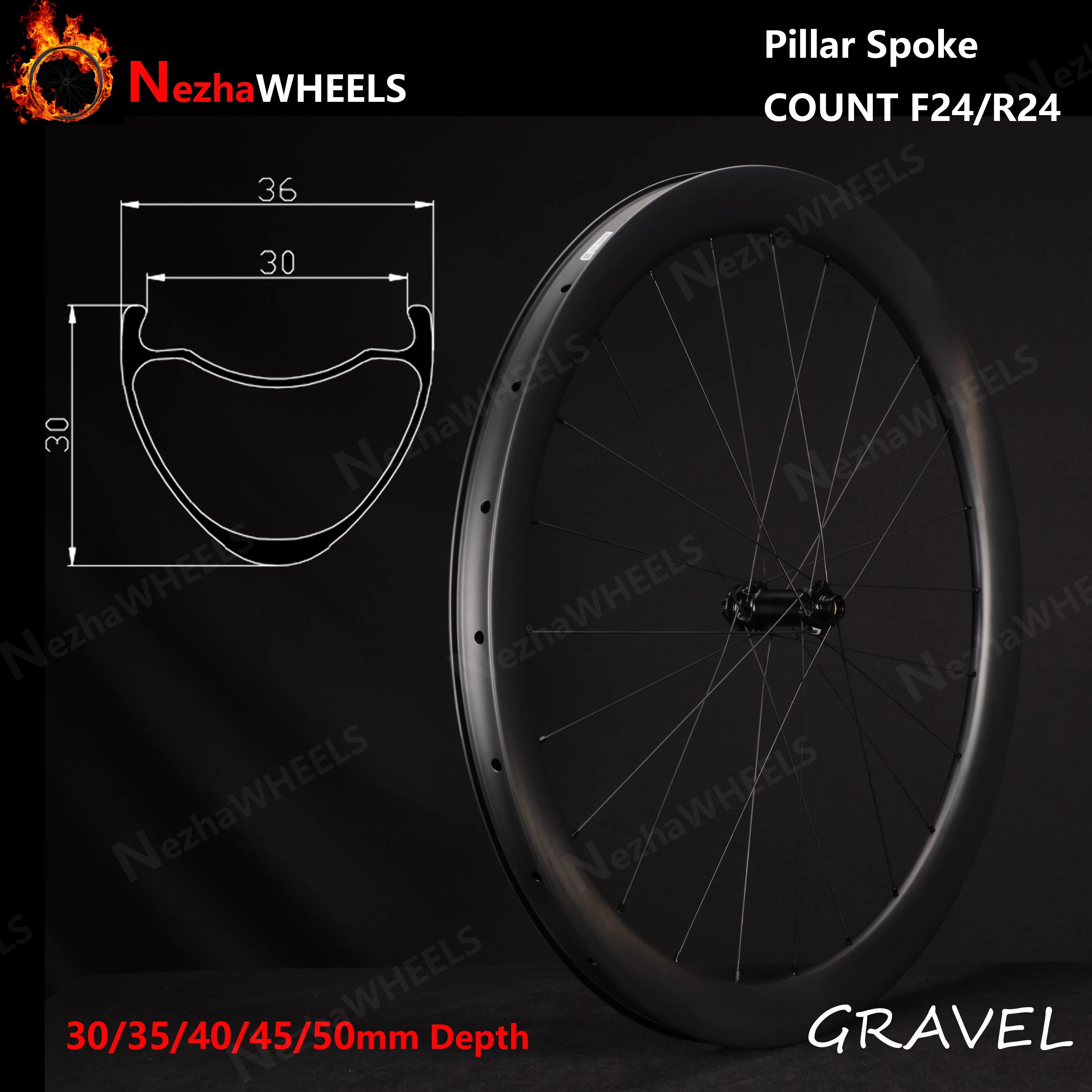 NeZhaWheels 30/35/40/45/50mm Depth 700C Road Bicycle Tubeless Disc Brake Super Light Wheel 36mm Width Gravel Carbon wheelset - Daisan Mart