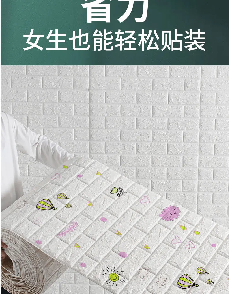 3D Foam Brick Wall Panels Stickers Self Adhesive Waterproof Living Room Wallpaper Wall Decal Home Decor Wallcovering TV Backdrop