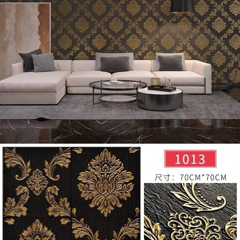 Classic Luxury Wallpaper Self-adhesive Thickened 3D Carving Design Room Decoration Background Stickers Waterproof Moisture-proof