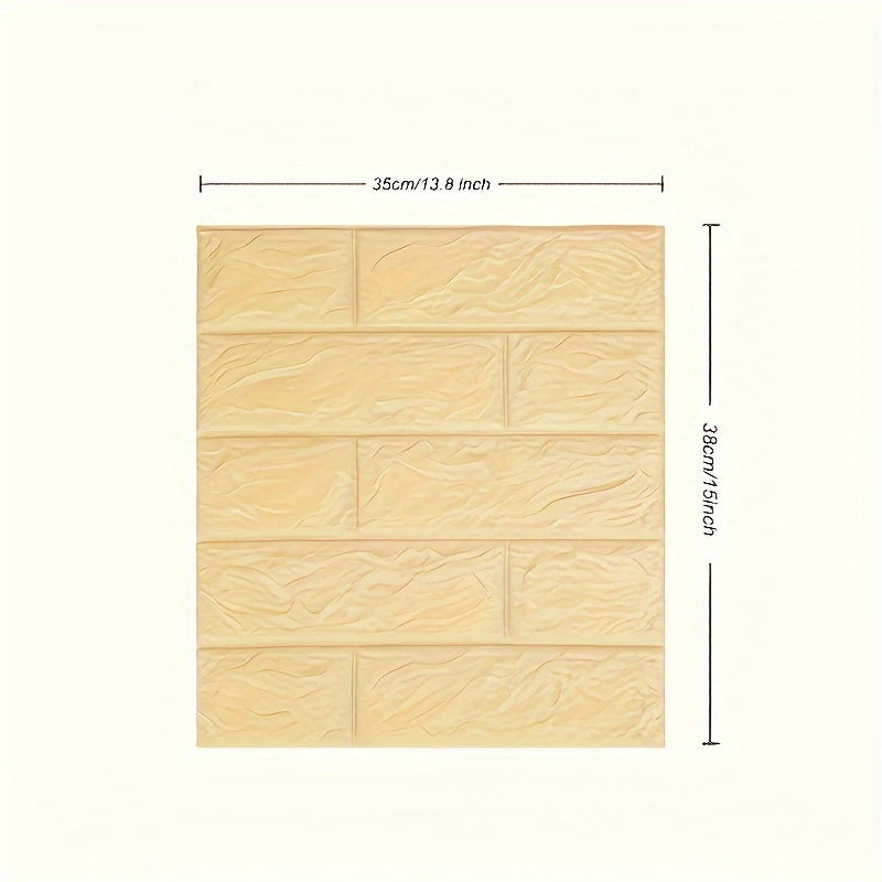 100pcs/200Pcs 3D Wall Tile Sticker, Brick Pattern Foam Self-Adhesive Waterproof Moisture-Proof Ceiling Sticker, Easy To Stick An