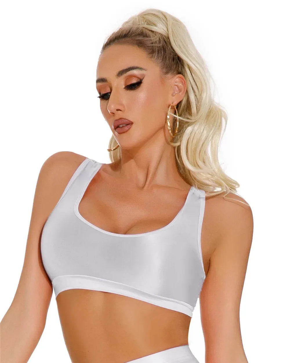 Women's Sexy Crop Top Bodycon Sports U-Neck