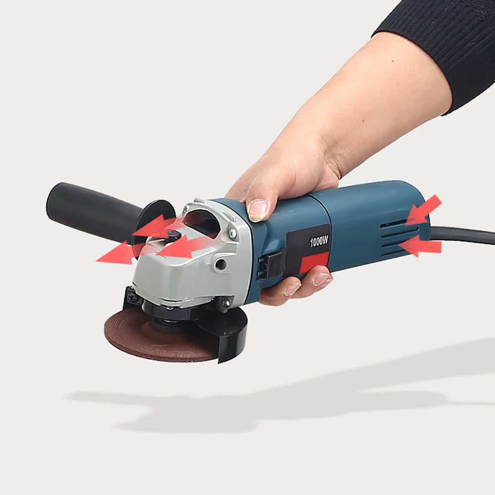 1000W Electric Angle Grinder 220V Corded Grinder Machine 6 Speeds 100/125mm Electric Grinding Cutting Polishing Power Tools