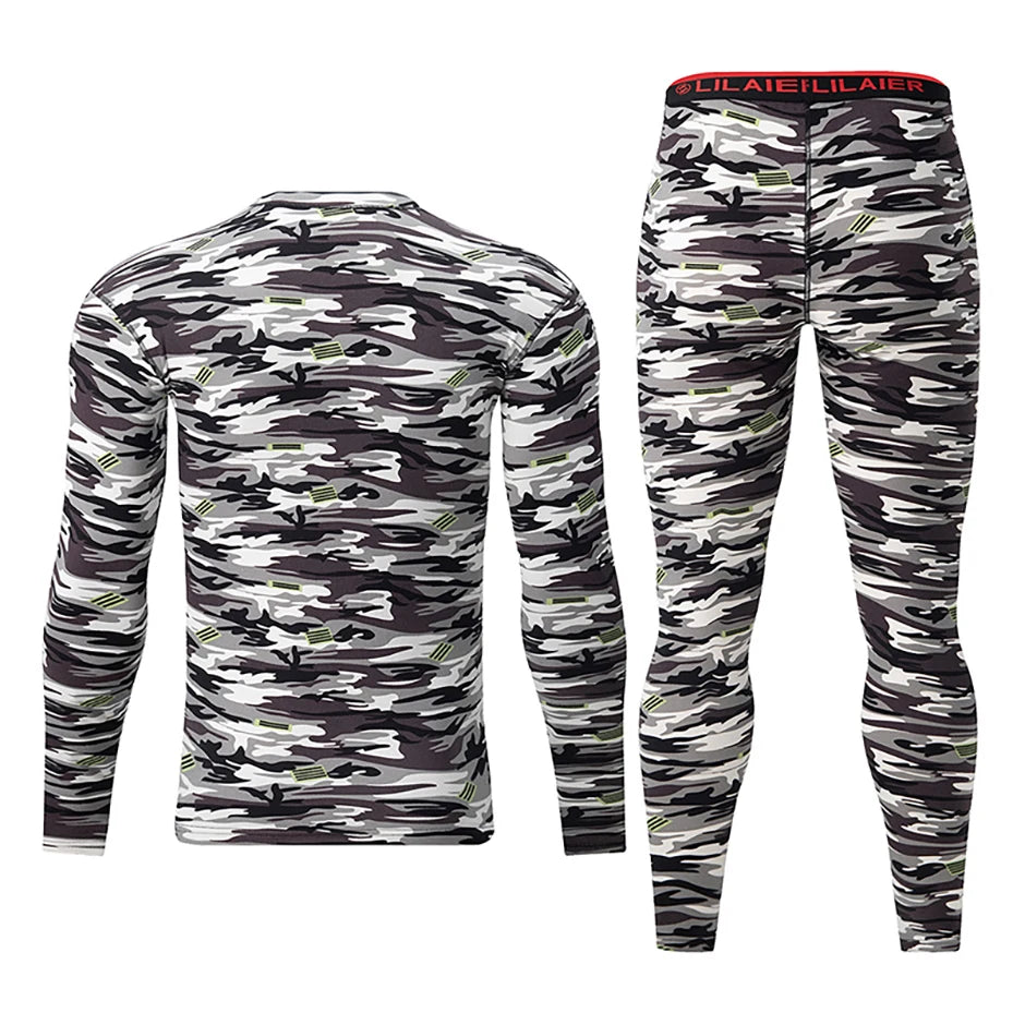 Men's Autumn Winter Camouflage Printed Underwear Set