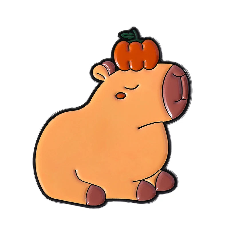 Halloween Pumpkin Animal Enamel Pins Ghost Capybara Grim Reaper Duck Spooky Season Brooches Lapel Badge Jewelry Gift for Friends