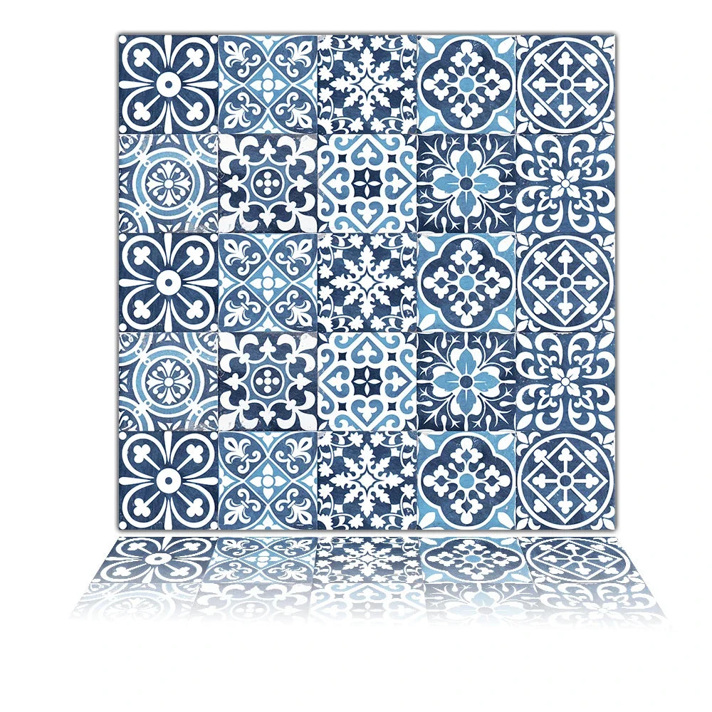 10pcs Mexican Style Tiles Sticker Kitchen Backsplash Oil-proof Cupboard Surface Gloss Peel &amp; Stick Waterproof Art Wall Decals